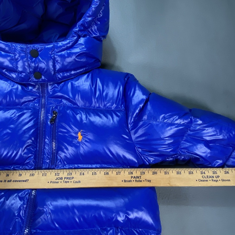 Polo Ralph Lauren Youth XL 18-20 Blue Puffer Coat Jacket White Duck Down - Picture 2 of 10